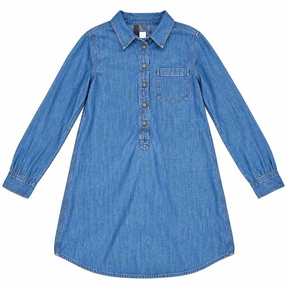 Forever 21 Denim Chambray Shirt Dress Coastal Casual Button Front Mini NWT